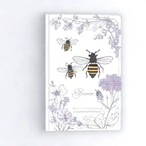 notebook cover with bees and lavender with the words "I am prosperity" in the middle tattoo design idea