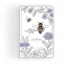 notebook cover with bees and lavender with the words "I am prosperity" in the middle tattoo design idea