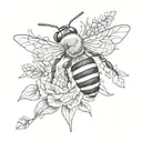 queen bee and lavender tattoo design idea