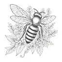 queen bee and lavender tattoo design idea