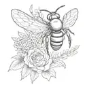 queen bee and lavender tattoo design idea