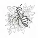 queen bee and lavender tattoo design idea