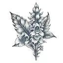 sleek minimal line art foxglove tattoo design idea