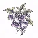 sleek minimal line art foxglove tattoo design idea