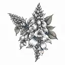 sleek minimal line art foxglove tattoo design idea