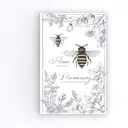 notebook cover with bees and lavender with the words "I am prosperity" in the middle tattoo design idea