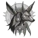 Anubis and basted eye of ra tattoo design idea