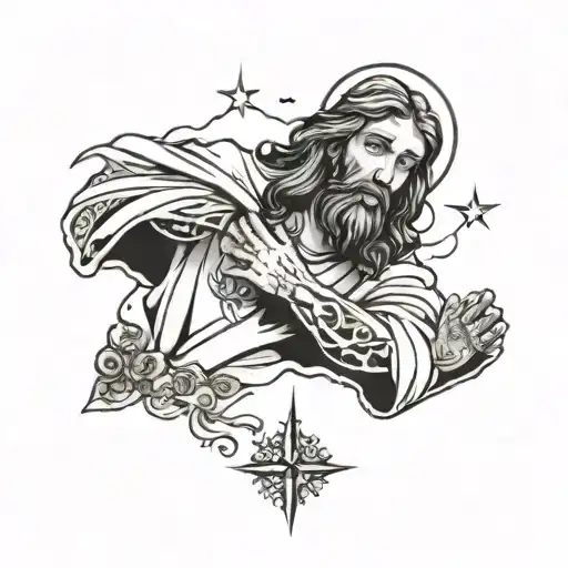 jesus x Then Afther that never give up tattoo design idea