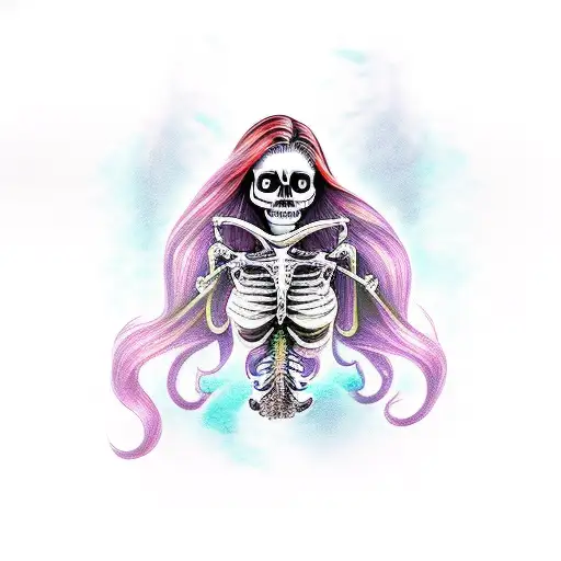 dark Mermaid skeleton  tattoo design idea