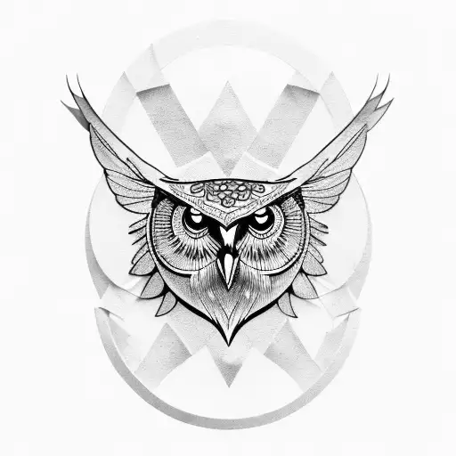 Greek owl and raven  tattoo design idea