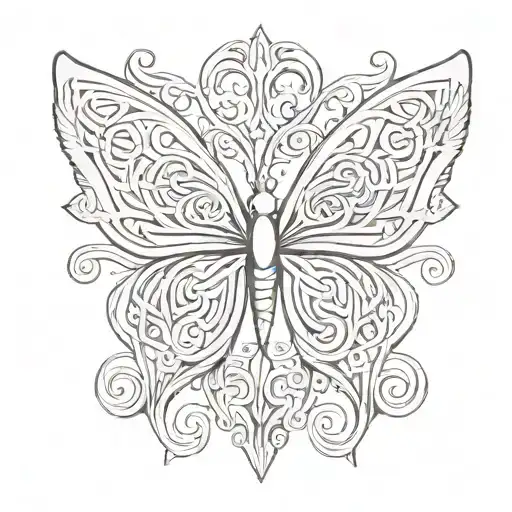 A tattoo of a butterfly with Celtic knotwork wings representing Ireland's beauty and culture tattoo design idea