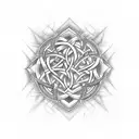 An intricate Celtic knot design incorporating the words 'Never give up' tattoo design idea