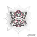 An intricate Celtic knot design incorporating the words 'Never give up' tattoo design idea