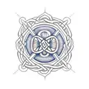 An intricate Celtic knot design incorporating the words 'Never give up' tattoo design idea
