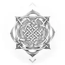 An intricate Celtic knot design incorporating the words 'Never give up' tattoo design idea