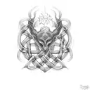 An intricate Celtic knot design incorporating the words 'Never give up' tattoo design idea