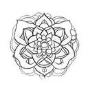 serotonin molecule with a blooming lotus flower, with a bee or butterfly gracefully hovering  tattoo design idea