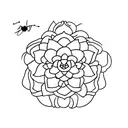 serotonin molecule with a blooming lotus flower, with a bee or butterfly gracefully hovering  tattoo design idea
