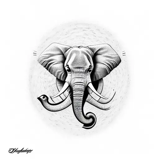 Elephant in Mason jar tattoo design idea