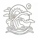 hawaiian style waves and sun tattoo tattoo design idea