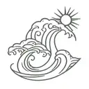 hawaiian style waves and sun tattoo tattoo design idea