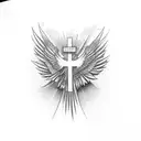 cross cover up with phoenix tattoo design idea