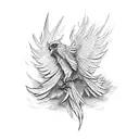 cross cover up with phoenix tattoo design idea