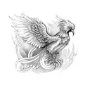 cross cover up with phoenix tattoo design idea
