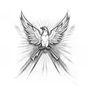 cross cover up with phoenix tattoo design idea
