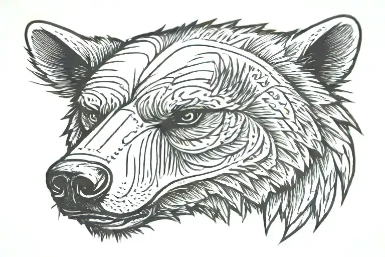 bear head with spines around him tattoo design idea