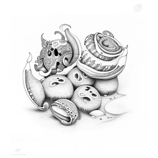 conchas com mar tattoo design idea