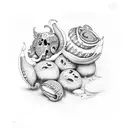 conchas com mar tattoo design idea