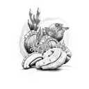 conchas com mar tattoo design idea