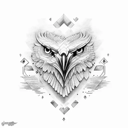 white hawk and heart tattoo design idea