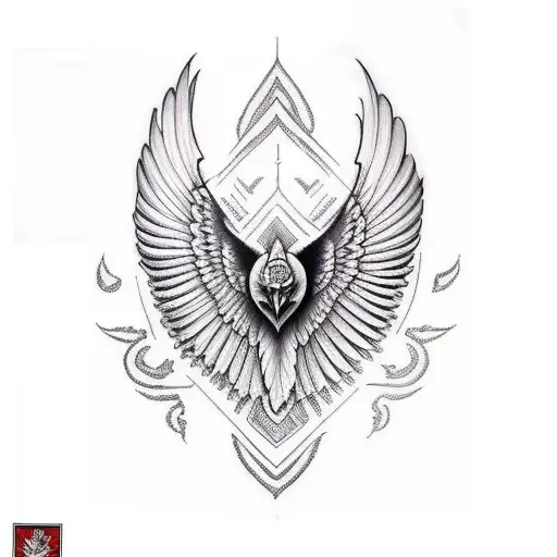 white hawk and heart sleeve tattoo design idea