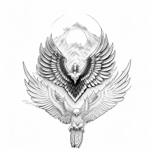 white hawk and heart sleeve tattoo design idea