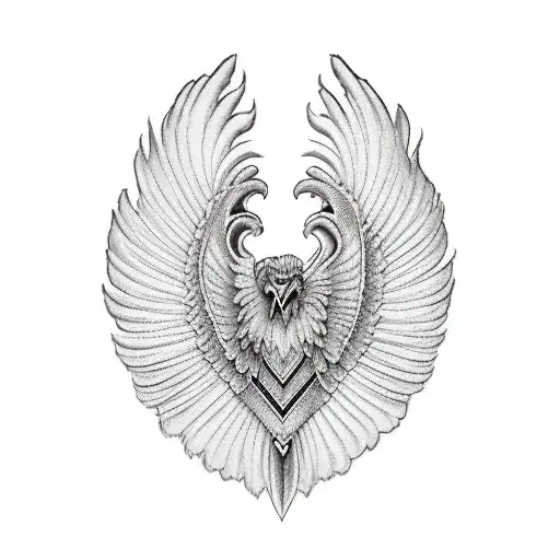 white hawk and heart sleeve tattoo design idea
