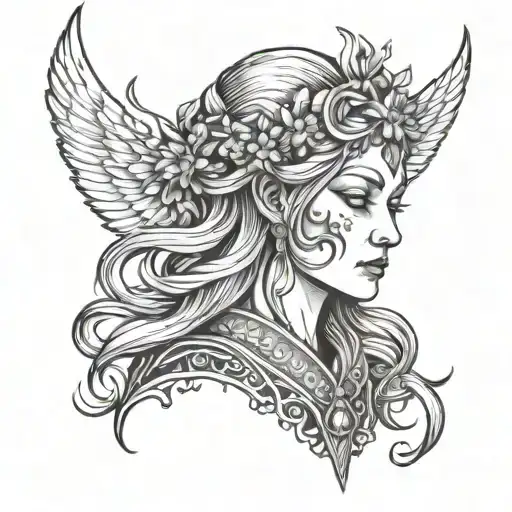 hel nordic godess tattoo design idea