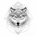 Sacred geometry background with wolf face inside half wolf face half sacred geometry wolf face tattoo design idea