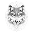 Sacred geometry background with wolf face inside half wolf face half sacred geometry wolf face tattoo design idea