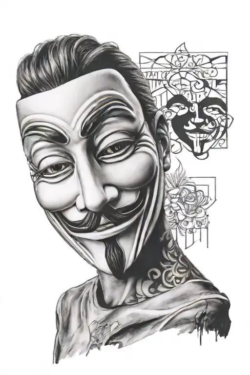 anonymous mask tattoo design idea