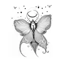 1800s victorian street lamp with luna moths cirlcing it tattoo design idea