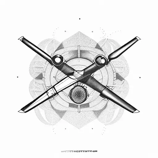 Incorporate the tools of an aviation structural mechanic into a blackwork tattoo design tattoo design idea