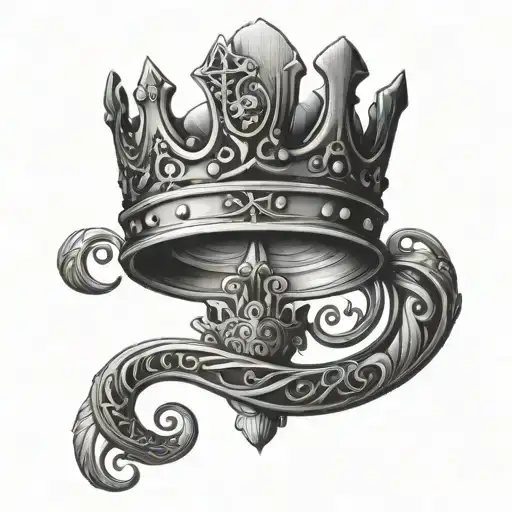 A stylized crown with intricate details and heavy shading, symbolizing the weight of responsibility in the nursing profession tattoo design idea