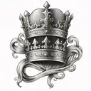 A stylized crown with intricate details and heavy shading, symbolizing the weight of responsibility in the nursing profession tattoo design idea