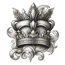 A stylized crown with intricate details and heavy shading, symbolizing the weight of responsibility in the nursing profession tattoo design idea