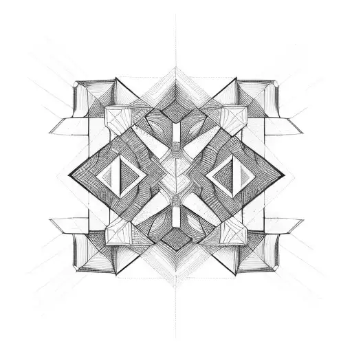 Incorporate geometric shapes and lines to create a modern tribal design inspired by school architecture tattoo design idea