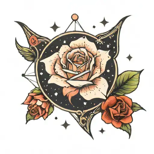 rose taurus constellation tattoo design idea