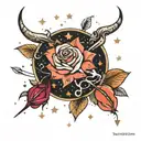 rose taurus constellation tattoo design idea
