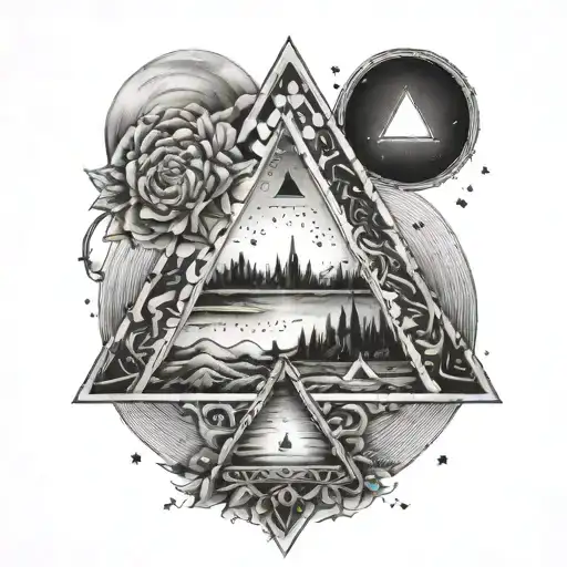 In the form of a triangle, me, my mother, my brother, the difficulties we went through, all the obstacles we overcame tattoo design idea